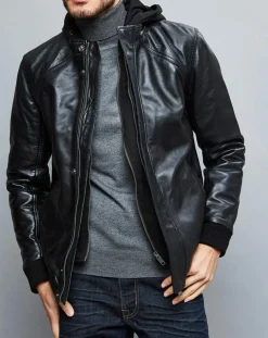 Veste en Cuir Jack noire