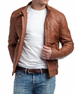Veste en Cuir Jacky cognac