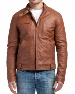 Veste en Cuir Jacky cognac