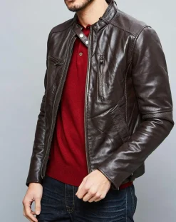 Veste en Cuir Jacky marron