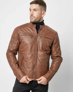 Veste en Cuir Jefferson cognac