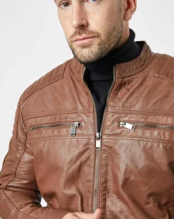 Veste en Cuir Jefferson cognac