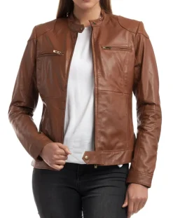 Veste en Cuir Katia cognac