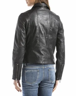 Veste en cuir Laita noire