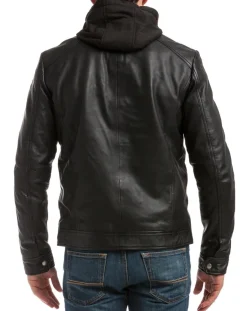 Veste en Cuir Leif noire