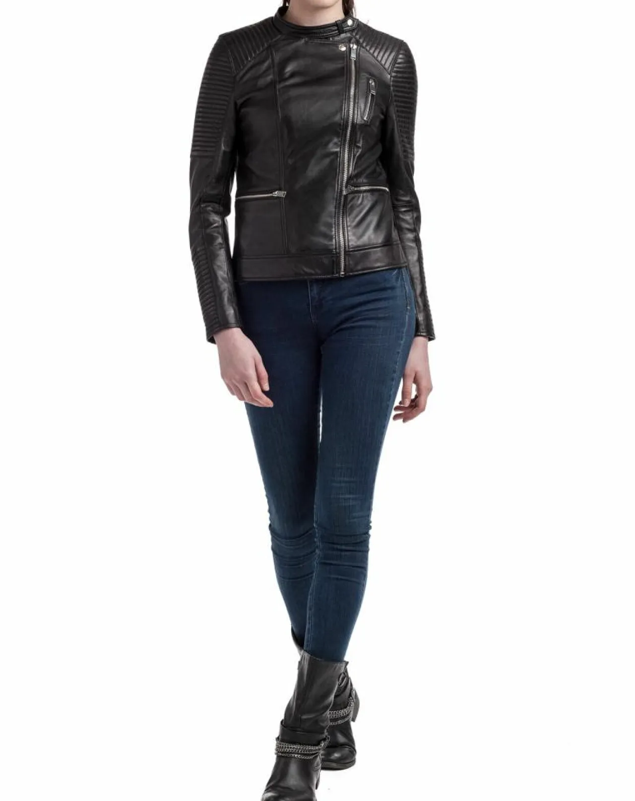 Veste en Cuir Leonie noire