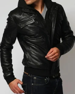 Veste en Cuir Lucas noire