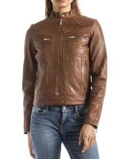 Veste en Cuir Madeira cognac