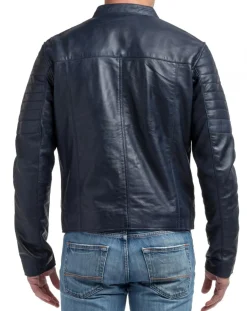 Veste en Cuir Manuel bleu marine