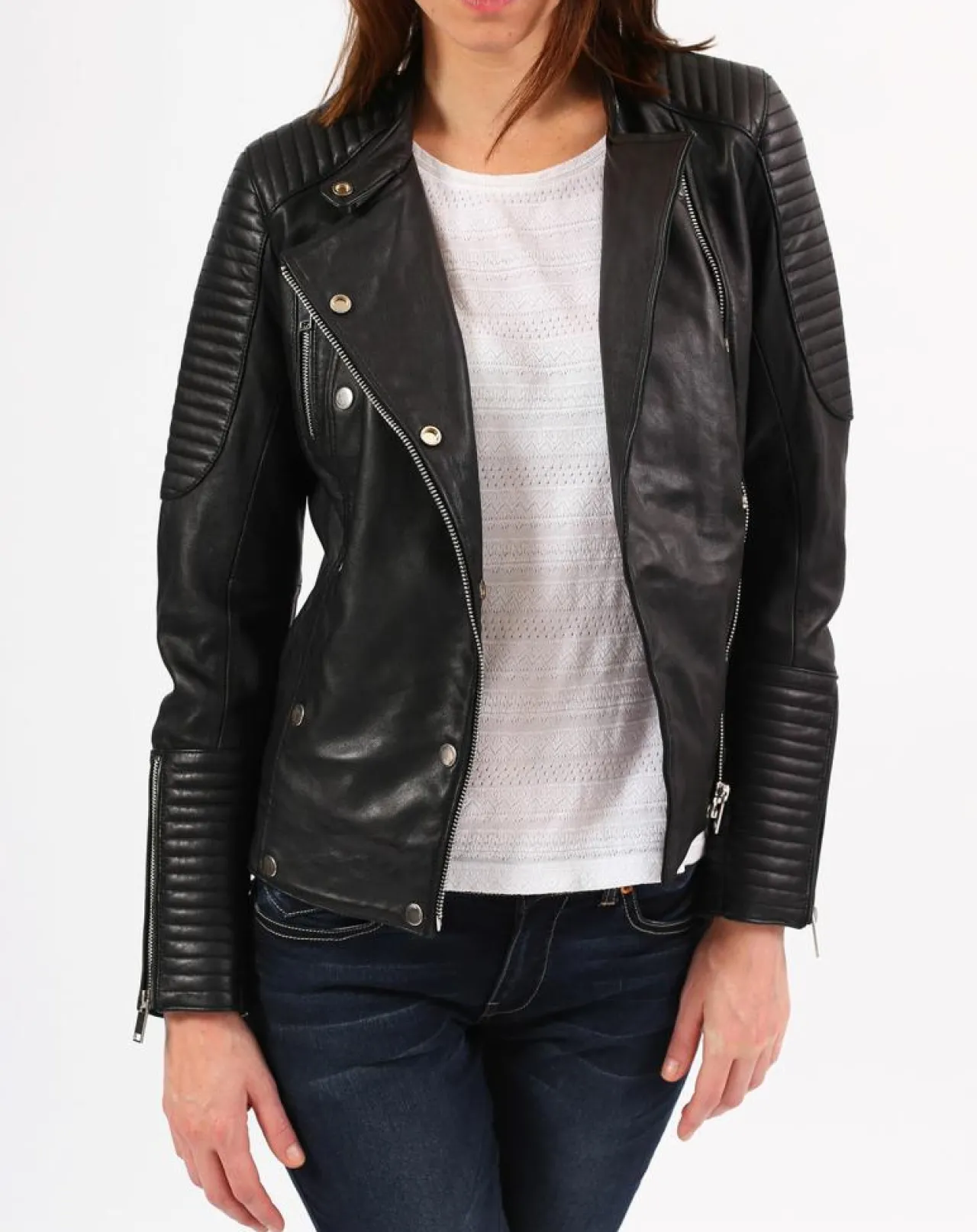 Veste en Cuir Marion noire