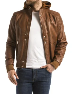 Veste en Cuir Maros cognac