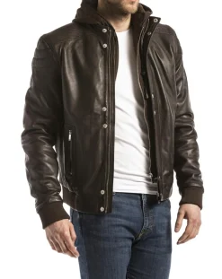 Veste en Cuir Maros marron