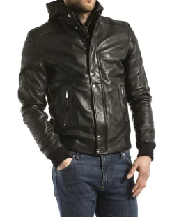 Veste en Cuir Maros noire