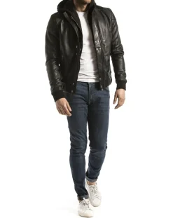 Veste en Cuir Maros noire