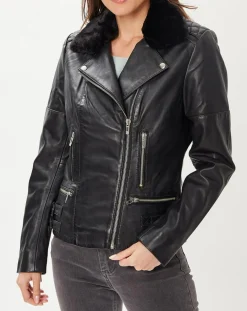 Veste en Cuir Melinda noire