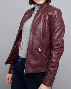 Veste en Cuir Mercedes bordeaux