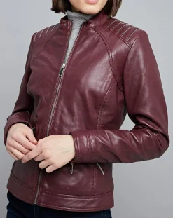 Veste en Cuir Mercedes bordeaux