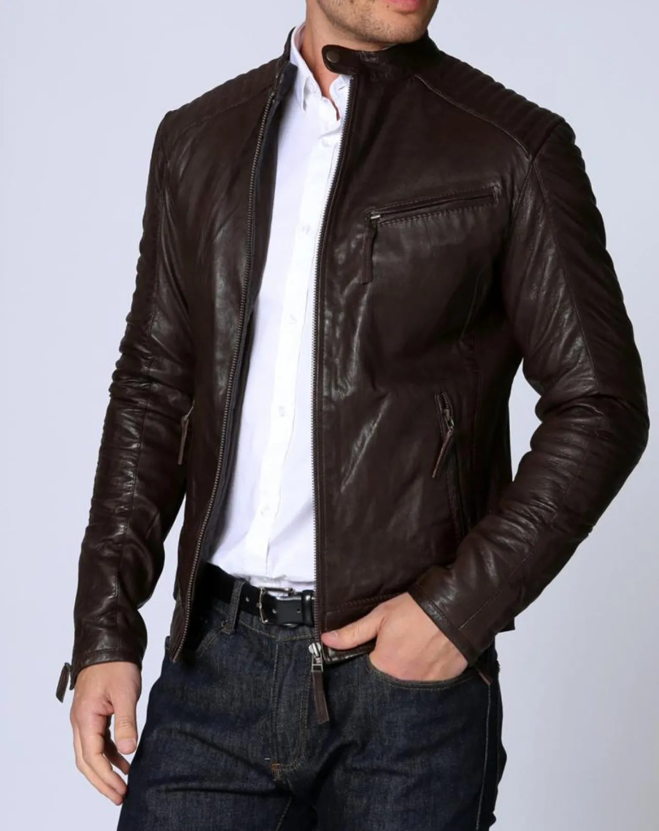 Veste en Cuir Michael marron