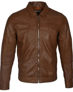Veste en Cuir Micky cognac