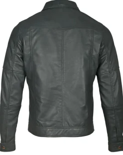 Veste en Cuir Micky gris foncé