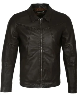 Veste en Cuir Micky marron foncé