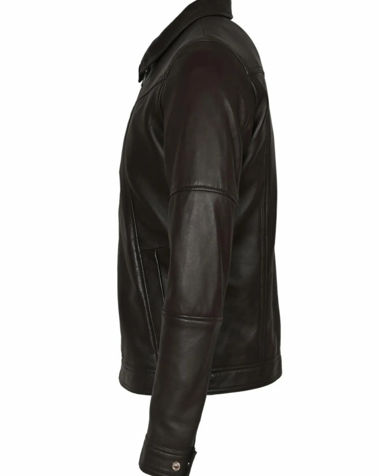 Veste en Cuir Micky marron foncé