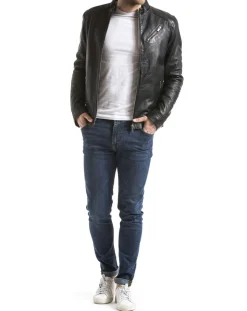 Veste en Cuir Mino noire