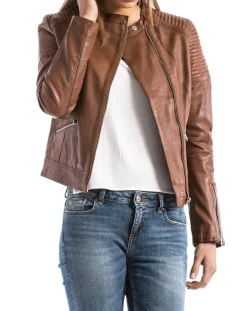 Veste en Cuir Narmada cognac