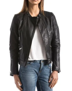 Veste en Cuir Narmada noire