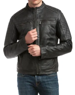 Veste en Cuir Neil noire