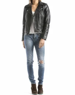 Veste en Cuir Nile noire