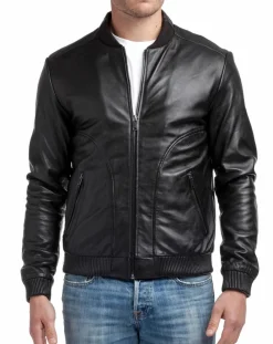 Veste en Cuir Norman noire