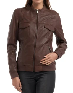 Veste en Cuir Oliv marron