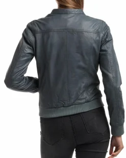 Veste en Cuir Olive grise