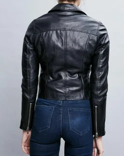 Veste en Cuir Ornella noire