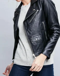 Veste en Cuir Ornella noire