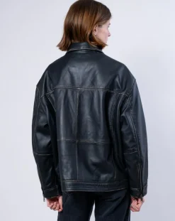 Veste en Cuir Oversize Aline noir ruboff