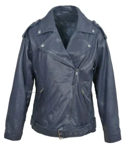 Veste en Cuir Oversize Carolane bleue