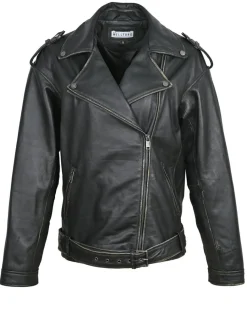 Veste en Cuir Oversize Carolane noir ruboff