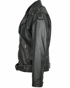 Veste en Cuir Oversize Carolane noir ruboff