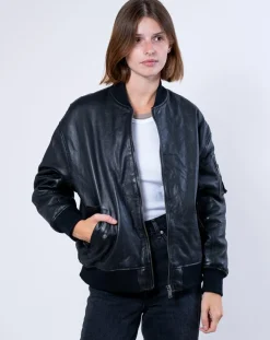 Veste en Cuir Oversize Cassylia noire