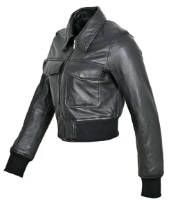 Veste en Cuir Oversize Inaya noire