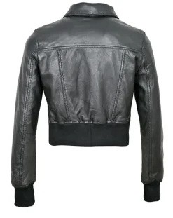 Veste en Cuir Oversize Inaya noire