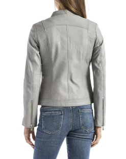 Veste en Cuir Pearl gris clair