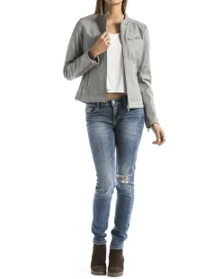 Veste en Cuir Pearl gris clair