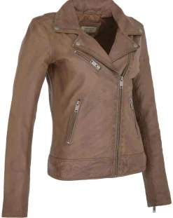 Veste en Cuir Polly vintage cognac