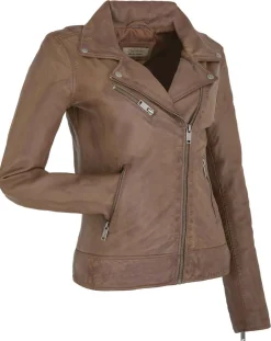 Veste en Cuir Polly vintage cognac