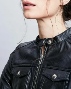 Veste en Cuir Prescillia noire