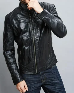 Veste en Cuir Raphael noire