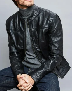 Veste en Cuir Raphael noire